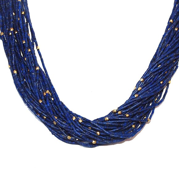 Fine Lapis Lazuli Multi-Strand & 18kt Bead Necklace – NWT - Picture 1 of 5